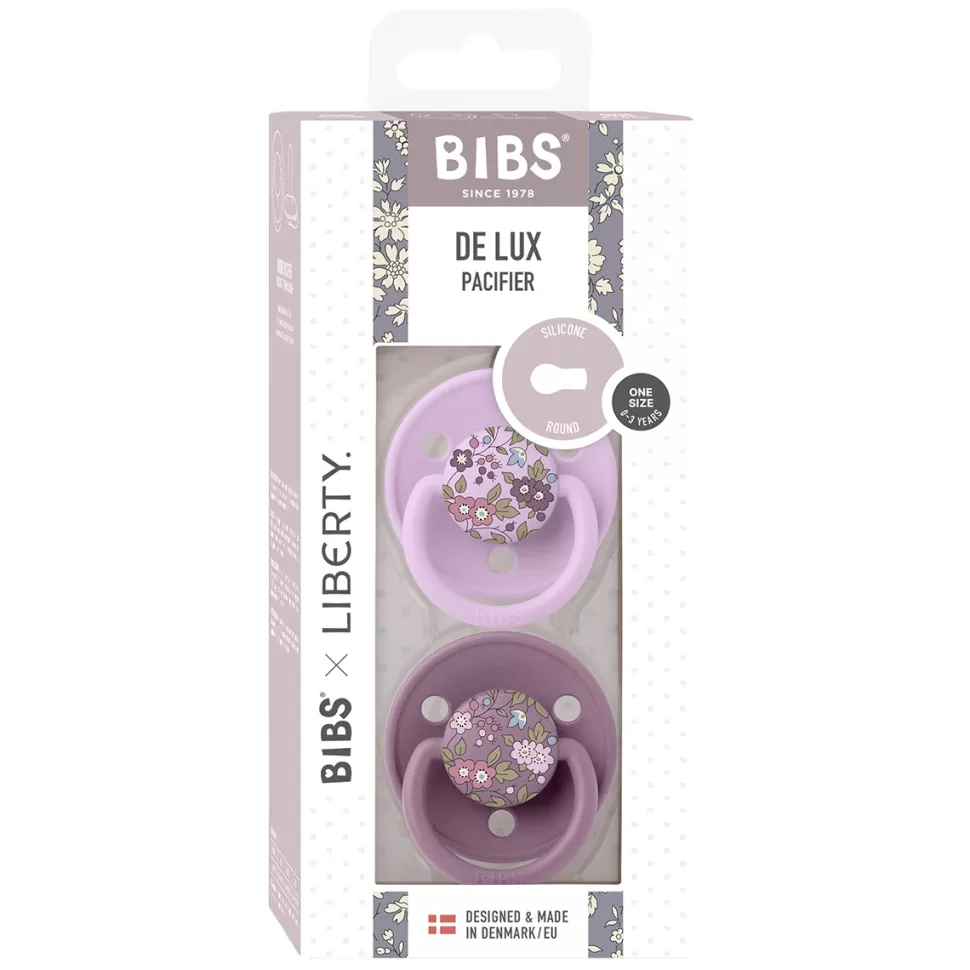 Bibs Succion>Lot de 2 Tétines de Luxe x Liberty Chamomile Lawn Mauve Mix - Taille Unique