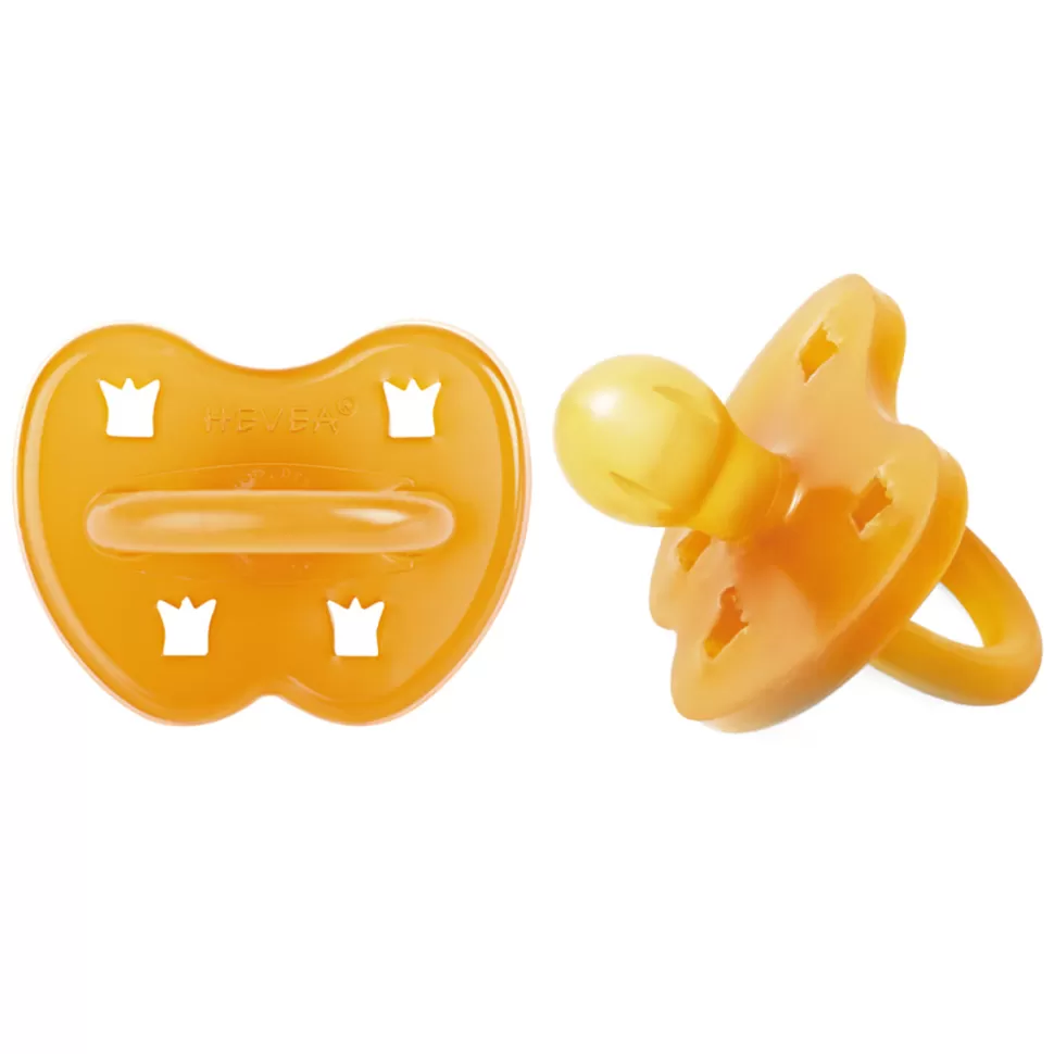 HEVEA Succion>Lot de 2 Tétines Ronde Couronnes Natural - 3/36 Mois