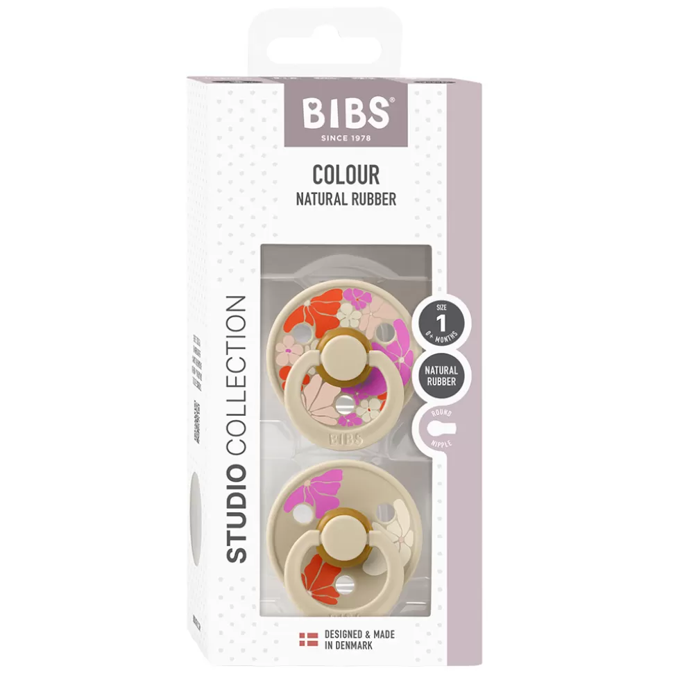 Bibs Succion>Lot de 2 Tétines Rondes Studio Morning Bloom Vanilla - 0/6 Mois
