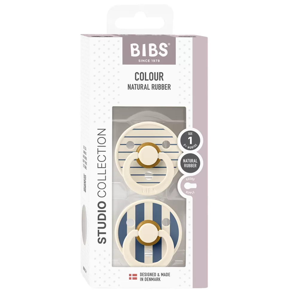 Bibs Succion>Lot de 2 Tétines Rondes Studio Pin Steel Blue - 0/6 Mois