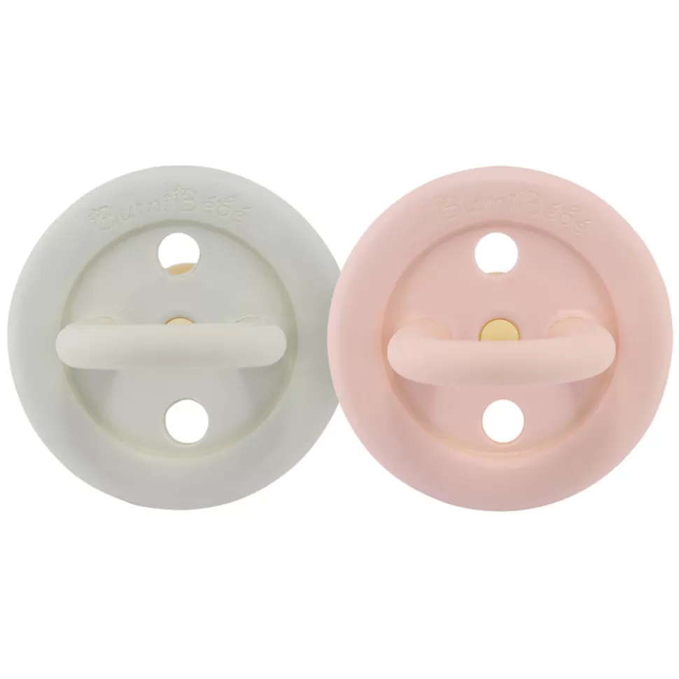 HEVEA Succion>Lot de 2 Tétines Rondes Bumi Bébé Rose & Sage - 0/3 Mois