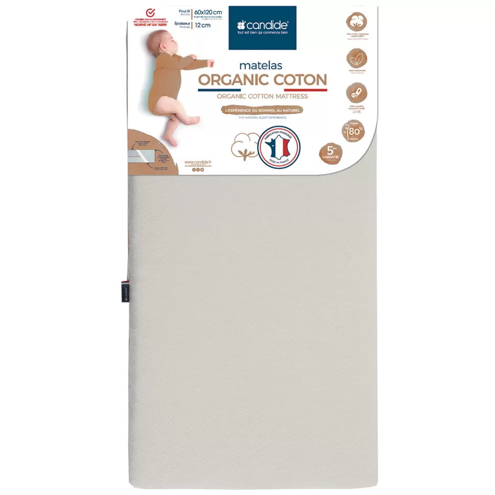 Candide Literie Bébé>Matelas Organic Coton - 60 x 120 cm
