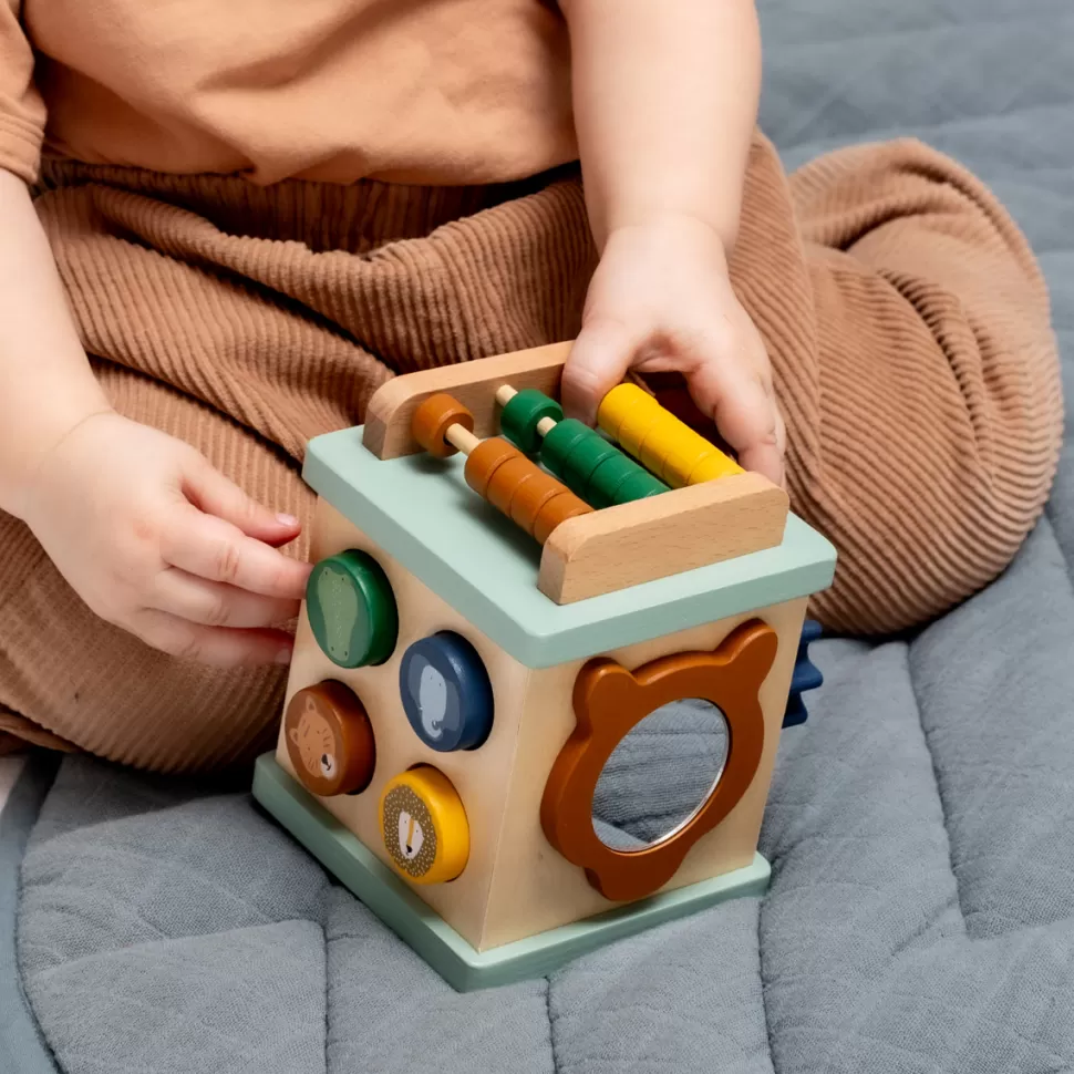 Trixie Baby Mes Premiers Jouets>Mini Cube d'Activités 5-en-1 en Bois