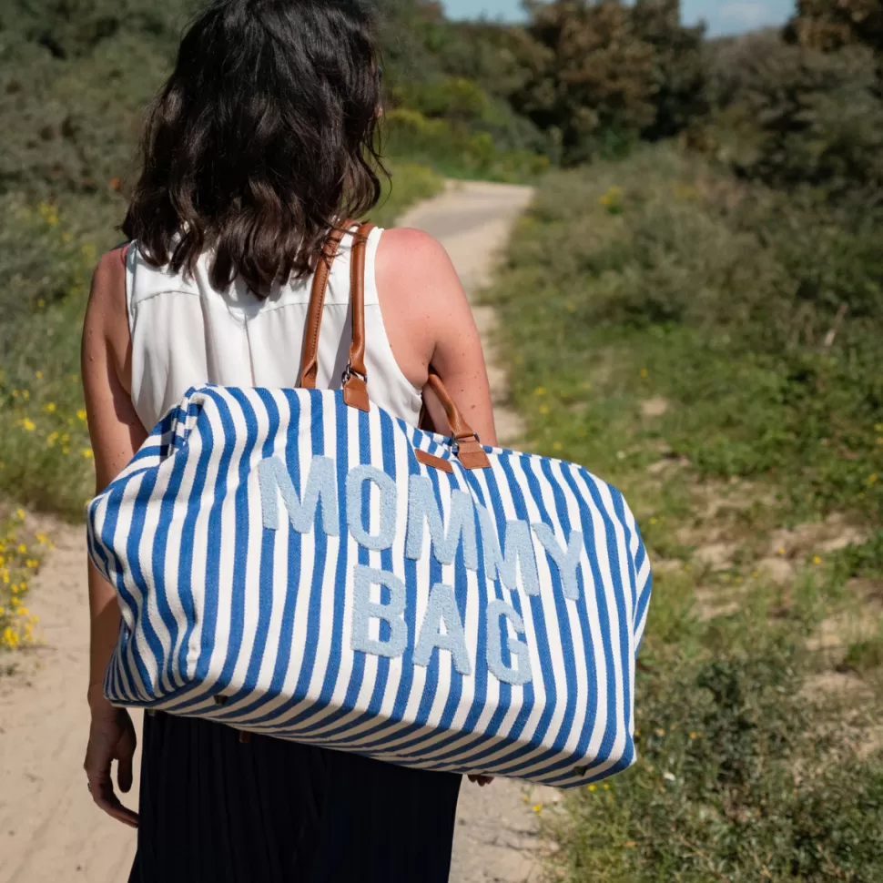 Childhome Sac À Langer>Mommy Bag Large - Rayures Bleu Electrique Bleu Clair