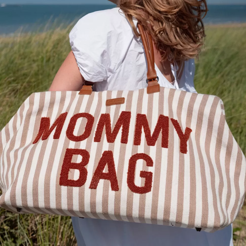 Childhome Sac À Langer>Mommy Bag Large - Rayures Nude Terracotta