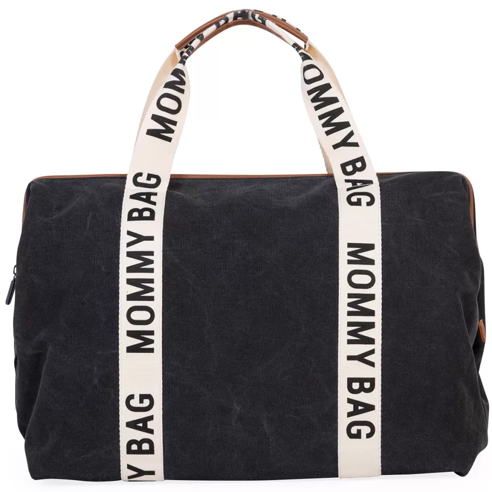 Childhome Sac À Langer>Mommy Bag Large Signature Canvas - Noir
