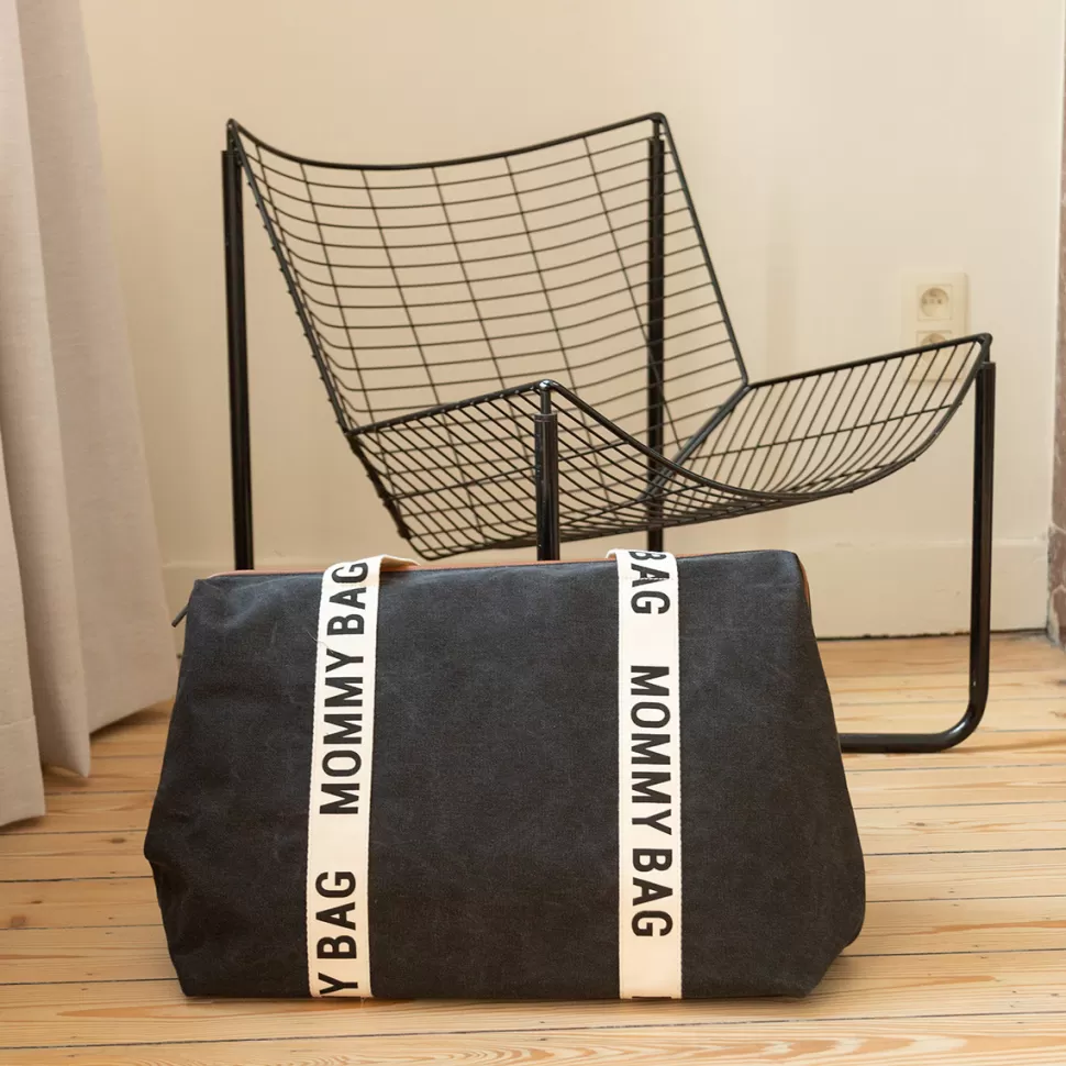 Childhome Sac À Langer>Mommy Bag Large Signature Canvas - Noir