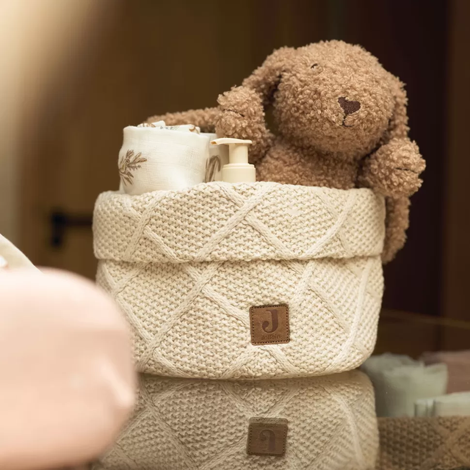 Jollein Rangement>Panier de Rangement Check Knit - Oatmeal