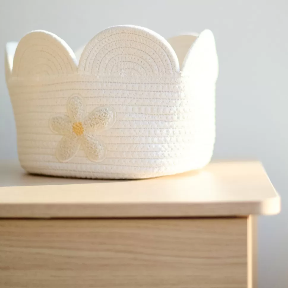 Childhome Rangement>Panier Fleur Ecru - Petit Modèle