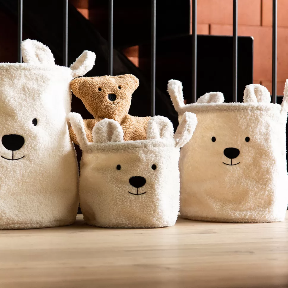 Childhome Rangement>Panier Moyen - Teddy Ecru