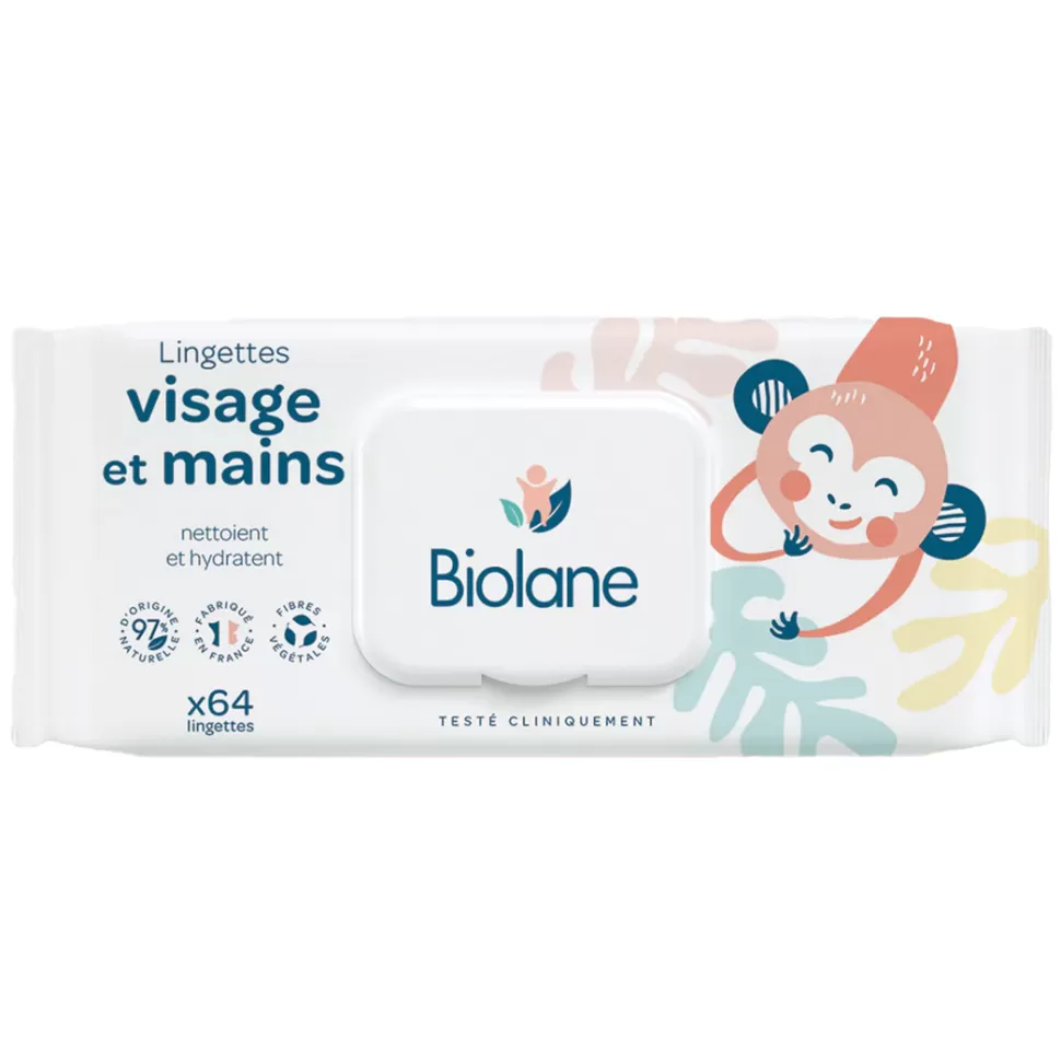 Enfant Biolane Cosmétique Enfant>Paquet de 64 Lingettes Visage et Mains