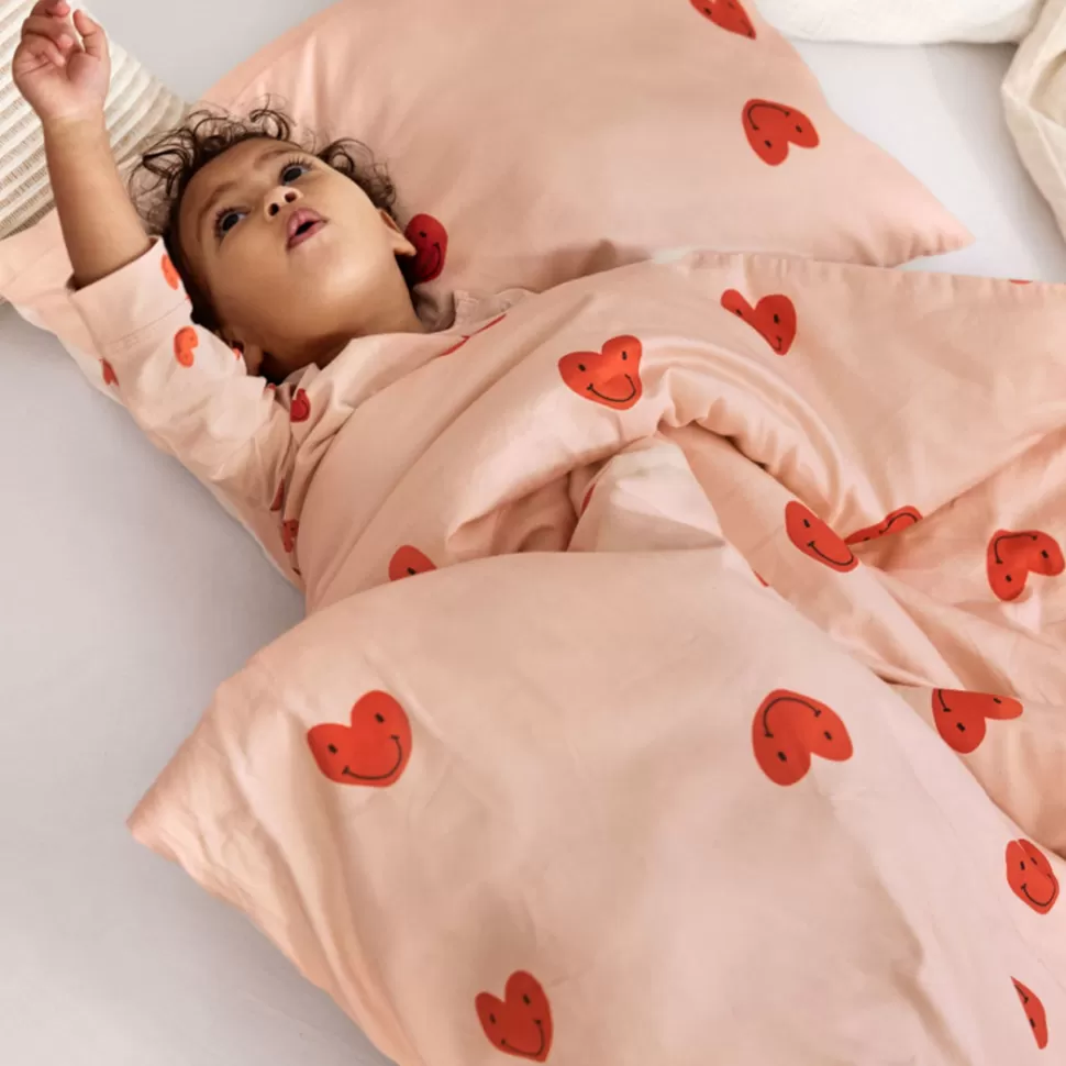 LÄSSIG Literie Bébé>Parure de Lit Coeurs Rose Pêche - 100 x 140 cm