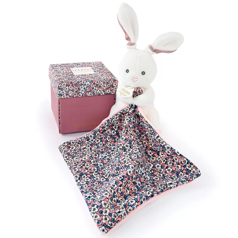 Doudou et Compagnie Peluche>Peluche Lapin avec son Doudou Boh'aime - Rose