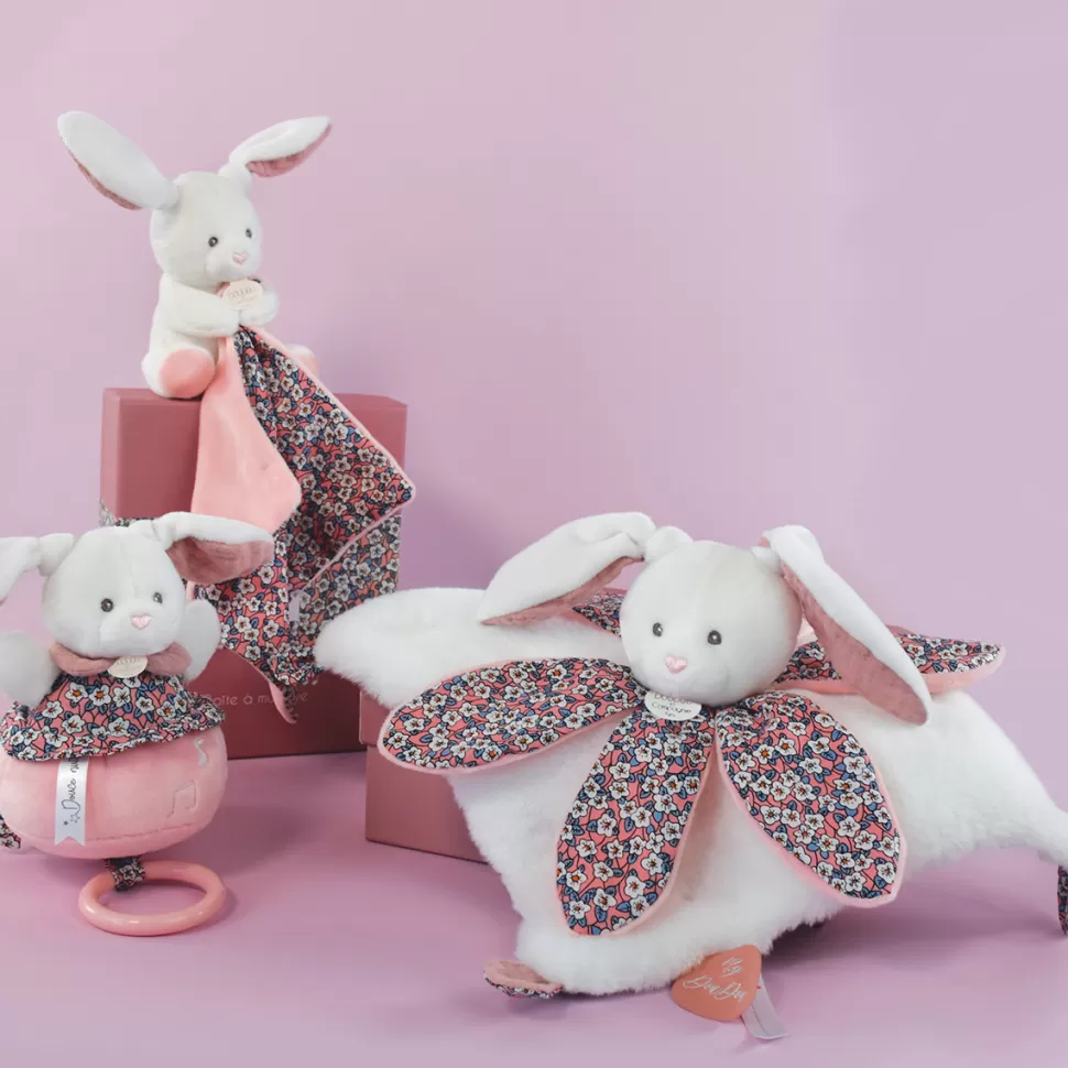 Doudou et Compagnie Peluche>Peluche Lapin avec son Doudou Boh'aime - Rose
