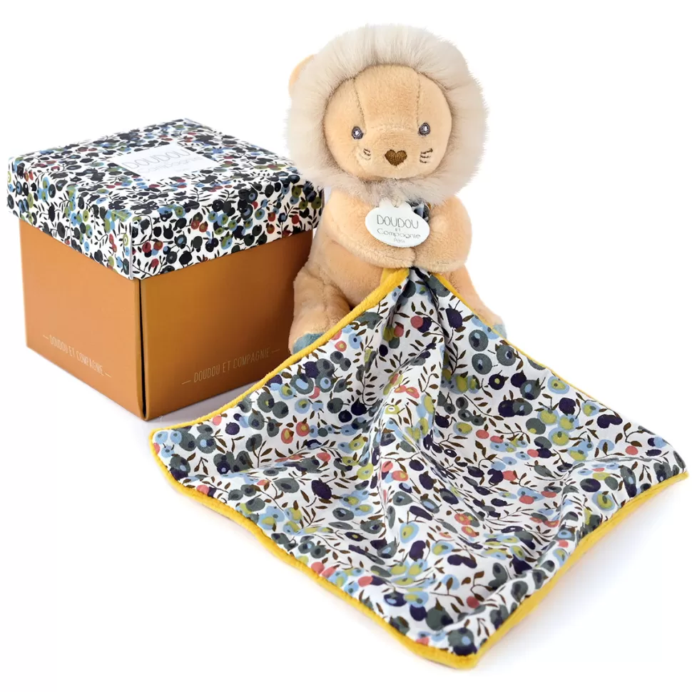 Doudou et Compagnie Peluche>Peluche Lion avec son Doudou Boh'aime - Jaune