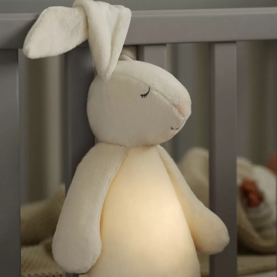 moonie Peluche>Peluche Veilleuse Musicale Lapin - Crème et Rose