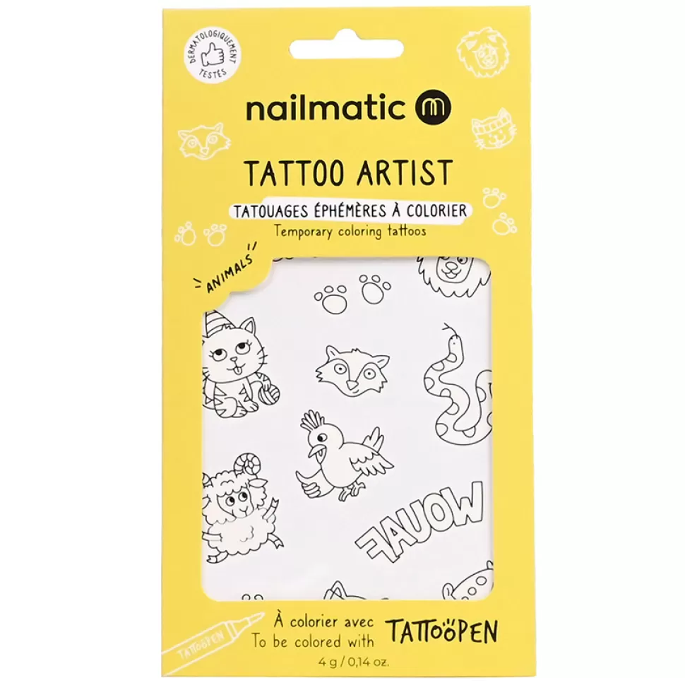Nailmatic Déguisement & Maquillage>Planche de Tatouages à Colorier - Animaux