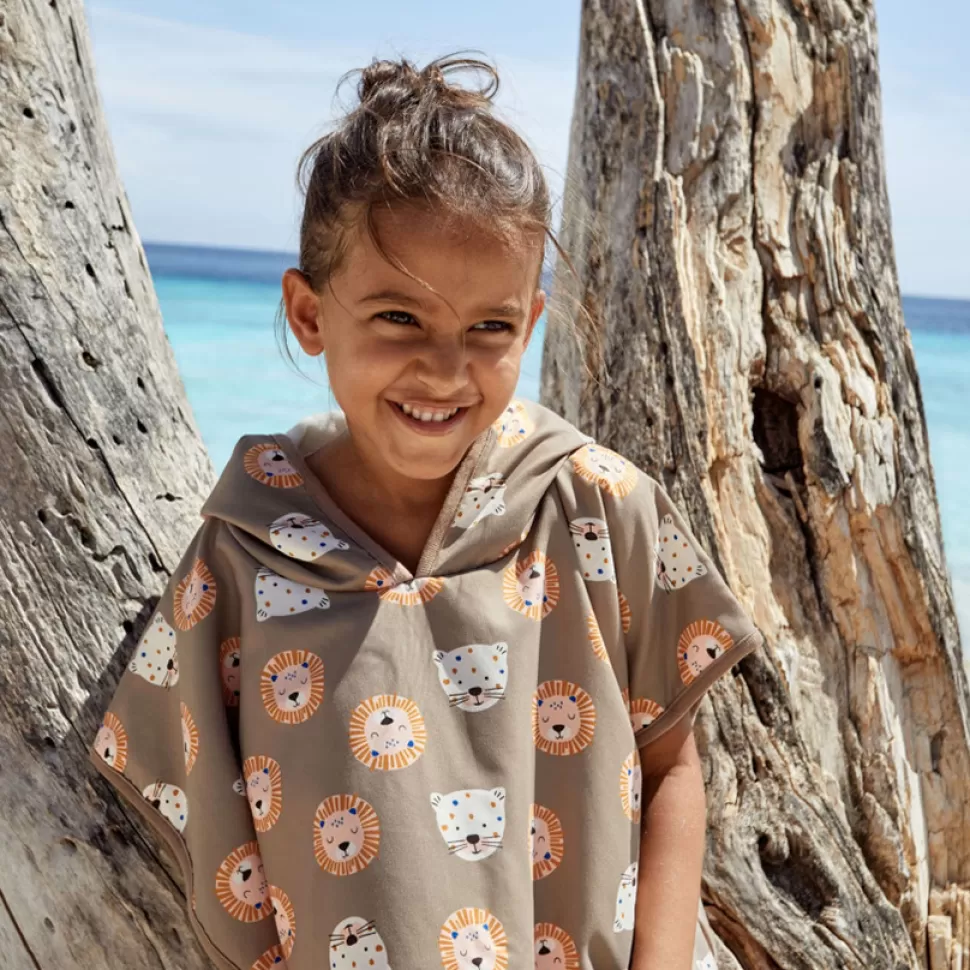LÄSSIG Textile>Poncho de Plage Desert Aventure Chats Sauvage Choco - 12/36 Mois