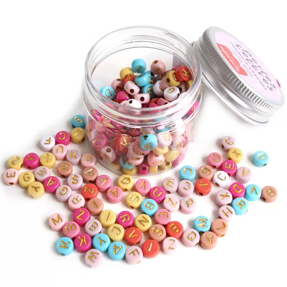 La Petite Epicerie Loisirs Créatifs>Pot de Perles Lettres - Couleurs Chaudes