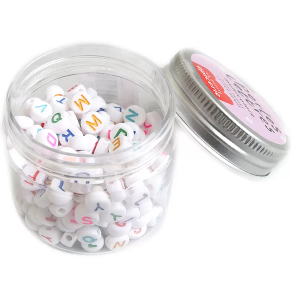 La Petite Epicerie Loisirs Créatifs>Pot de Perles Lettres - Multicolore et Blanc