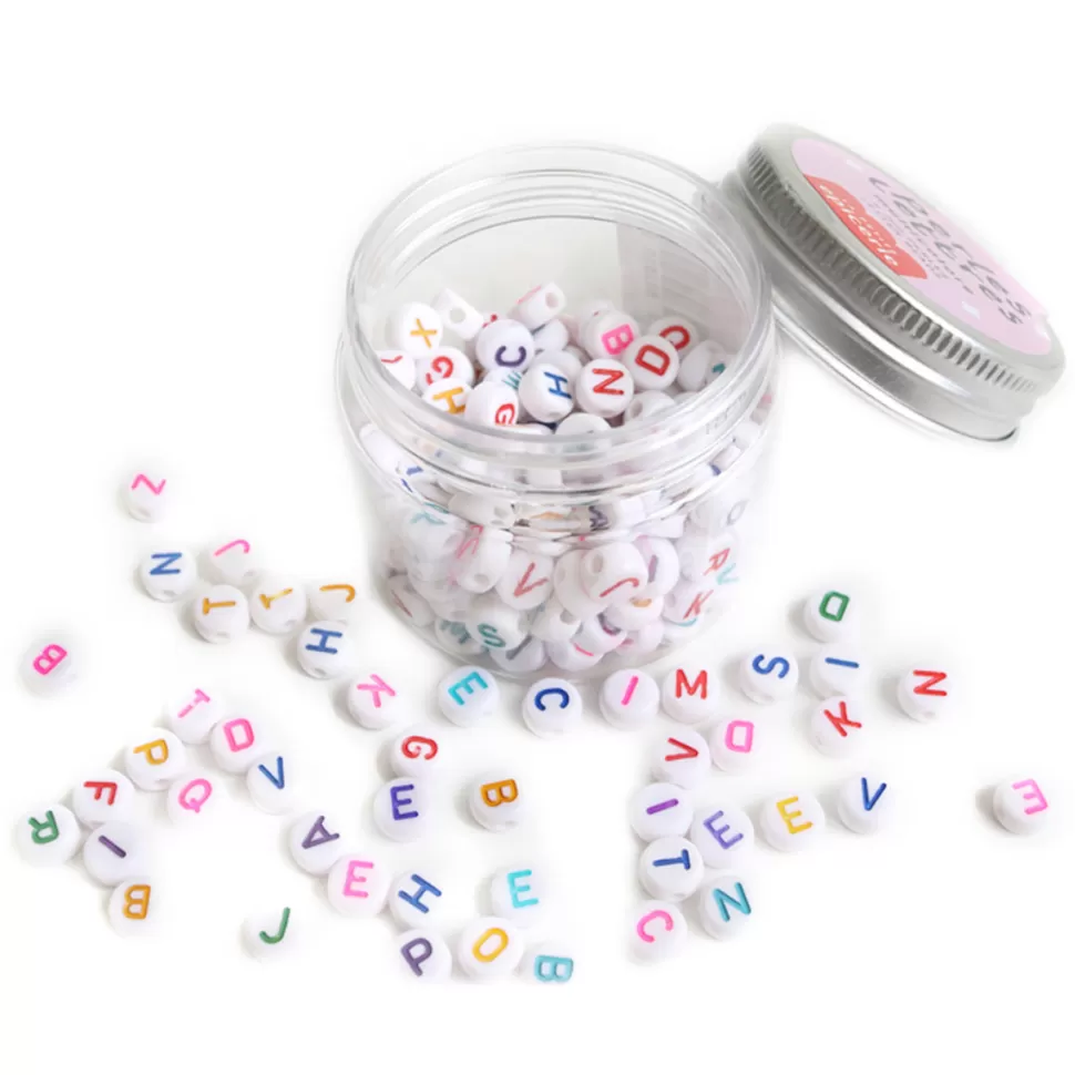 La Petite Epicerie Loisirs Créatifs>Pot de Perles Lettres - Multicolore et Blanc