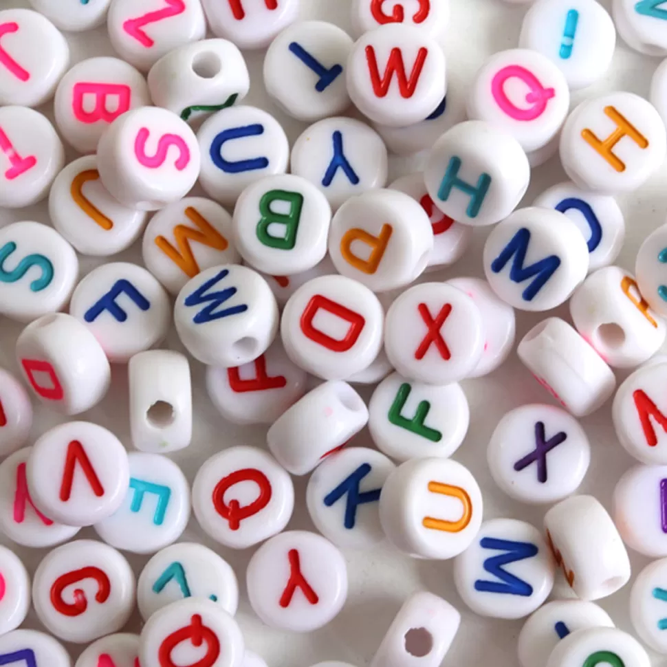 La Petite Epicerie Loisirs Créatifs>Pot de Perles Lettres - Multicolore et Blanc