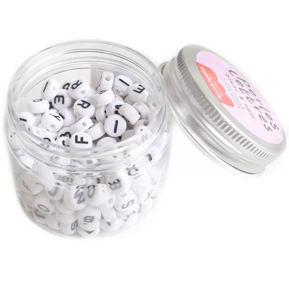 La Petite Epicerie Loisirs Créatifs>Pot de Perles Lettres - Noir et Blanc