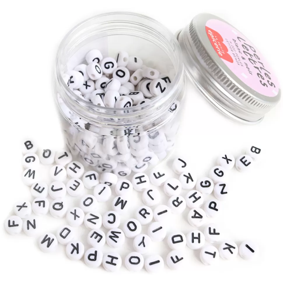La Petite Epicerie Loisirs Créatifs>Pot de Perles Lettres - Noir et Blanc