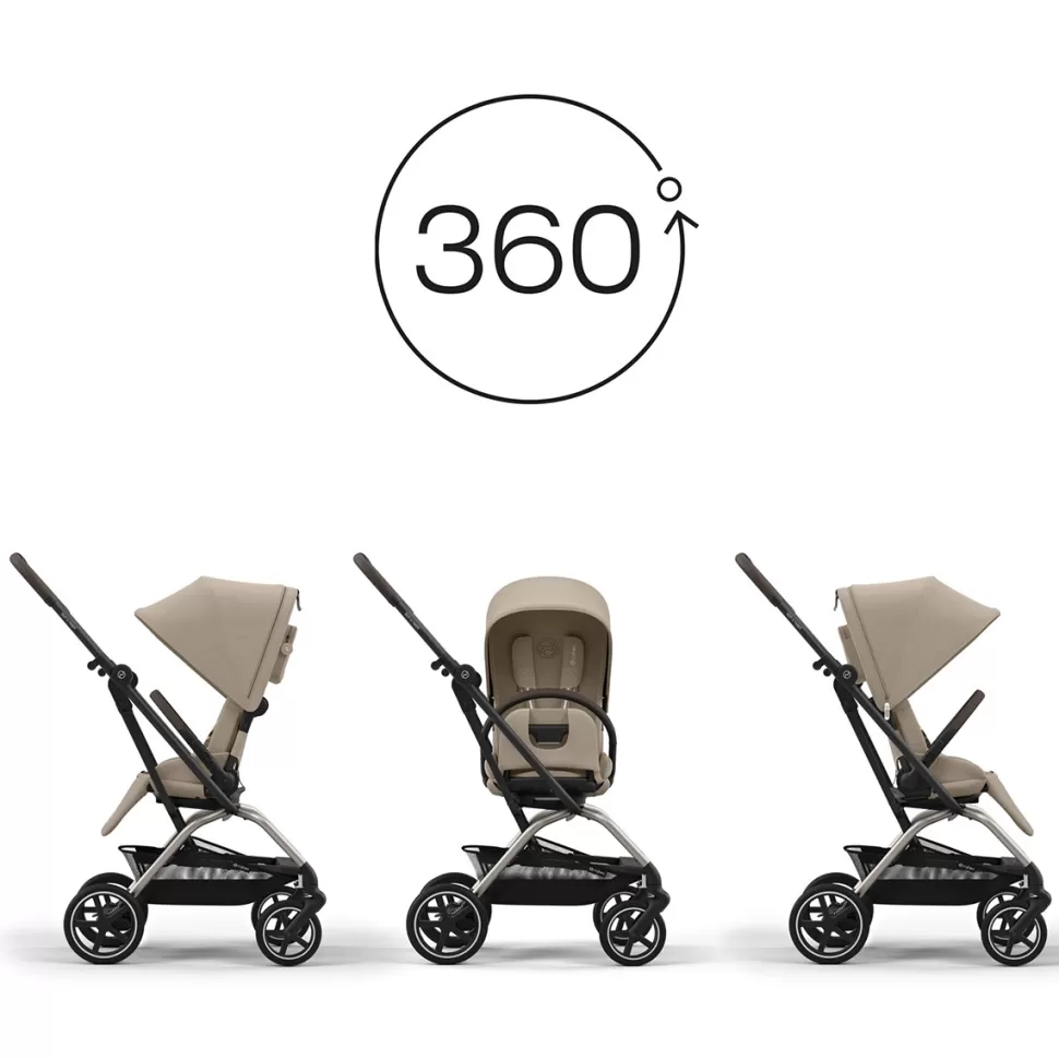 Cybex Poussette Compacte>Poussette Compacte Eezy S Twist+2 Châssis Taupe - Almond Beige