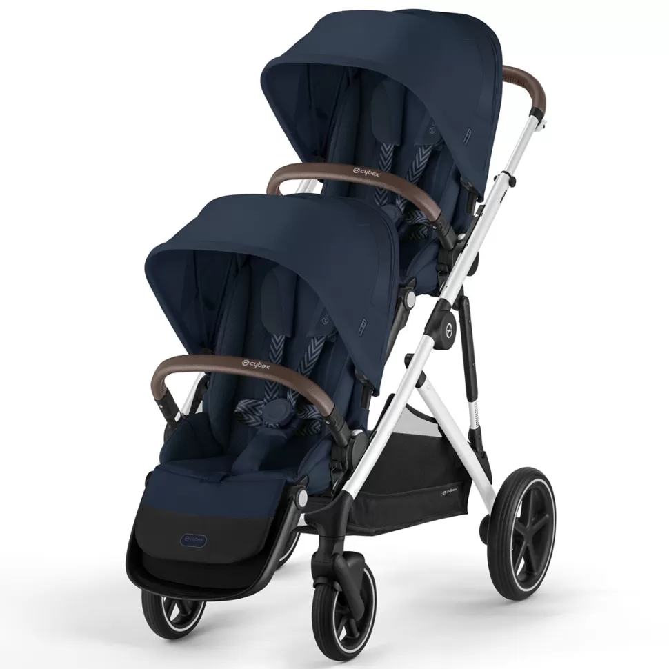 Cybex Poussette Multiple>Poussette Double Gazelle S Châssis Silver - Ocean Blue