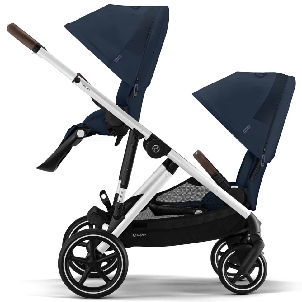 Cybex Poussette Multiple>Poussette Double Gazelle S Châssis Silver - Ocean Blue