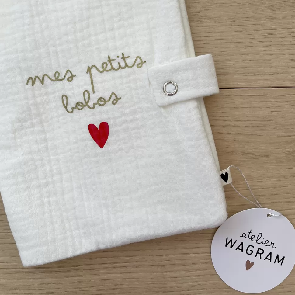 Atelier Wagram Textile>Protège-carnet de Santé - Ecru Mes Petits Bobos