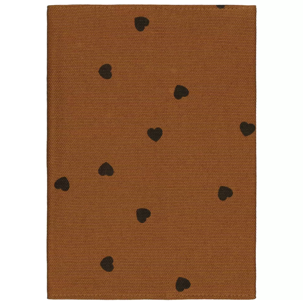 Rose in April Textile>Protège-carnet de Santé Chloé - Cumin Coeurs Noirs