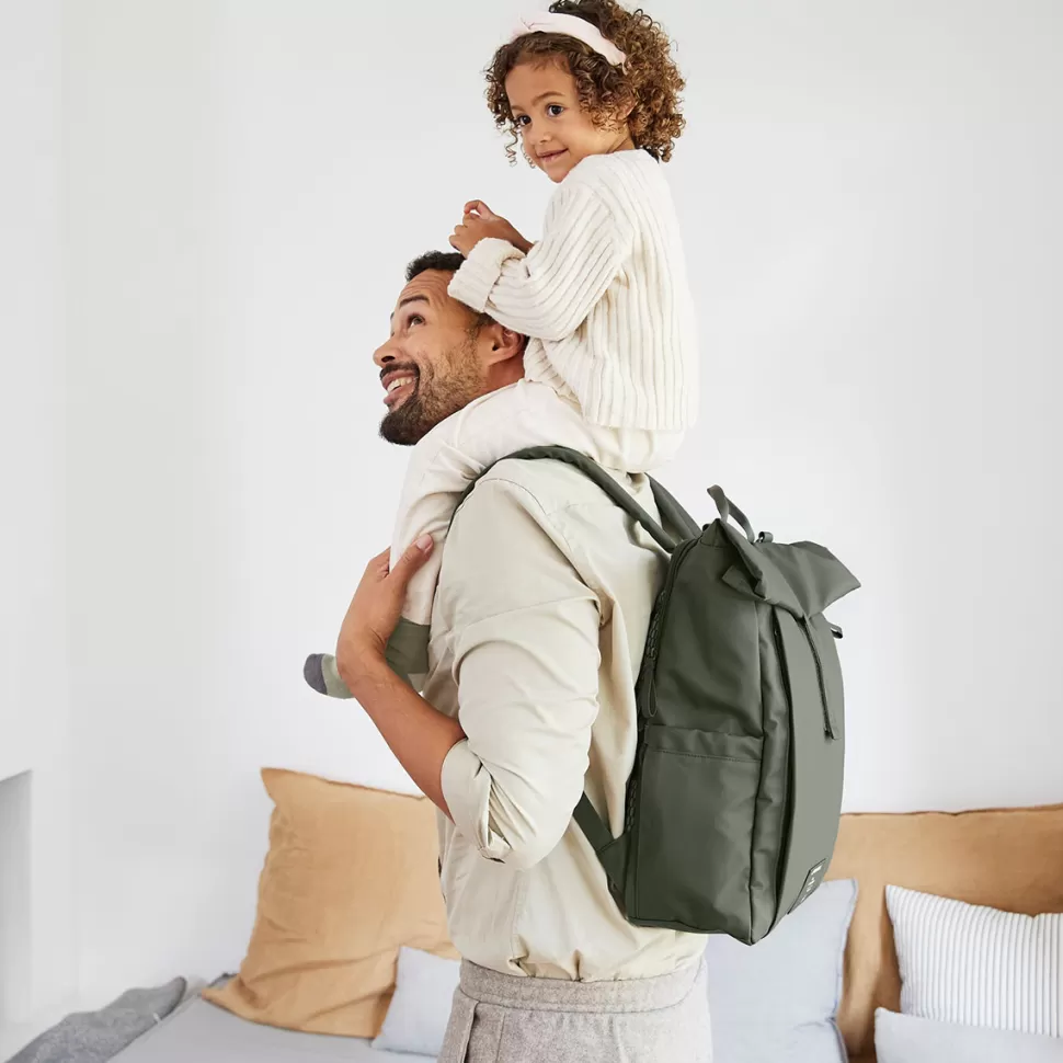 LÄSSIG Sac À Langer>Sac à Dos à Langer Rolltop Up Green Label - Olive