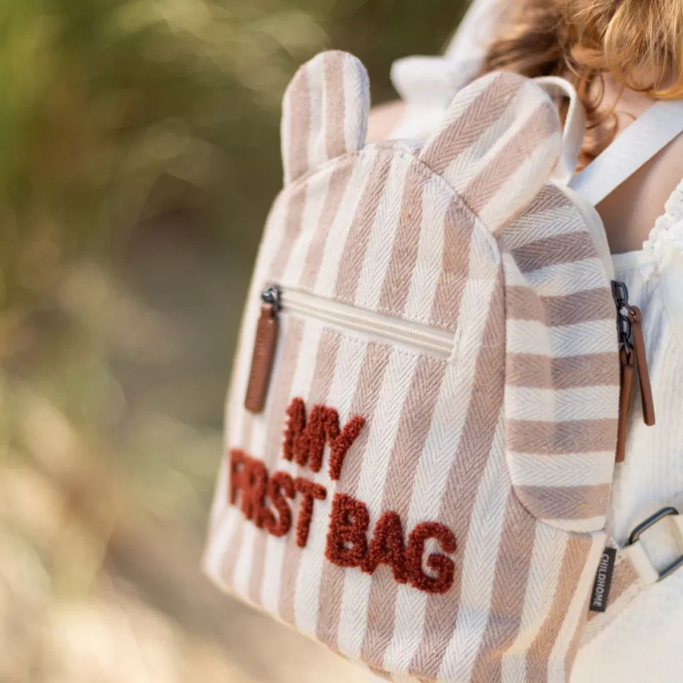 Enfant Childhome Bagagerie Enfant>Sac à Dos My First Bag - Rayures Nude Terracotta
