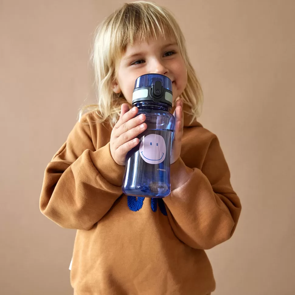 LÄSSIG Repas>Set Boîte à Goûter et Gourde Little Gang - Smile Bleu