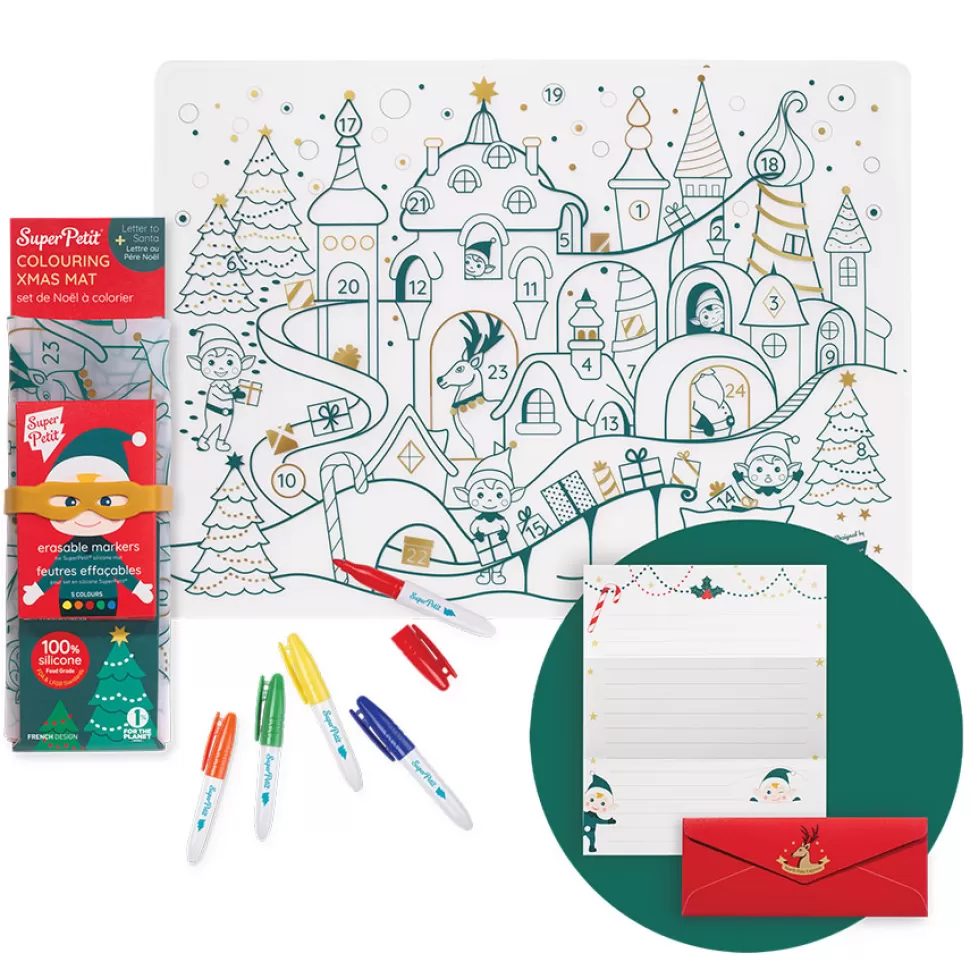 Super Petit Repas>Set de Table à Colorier et ses 5 feutres - Le Village de Noël