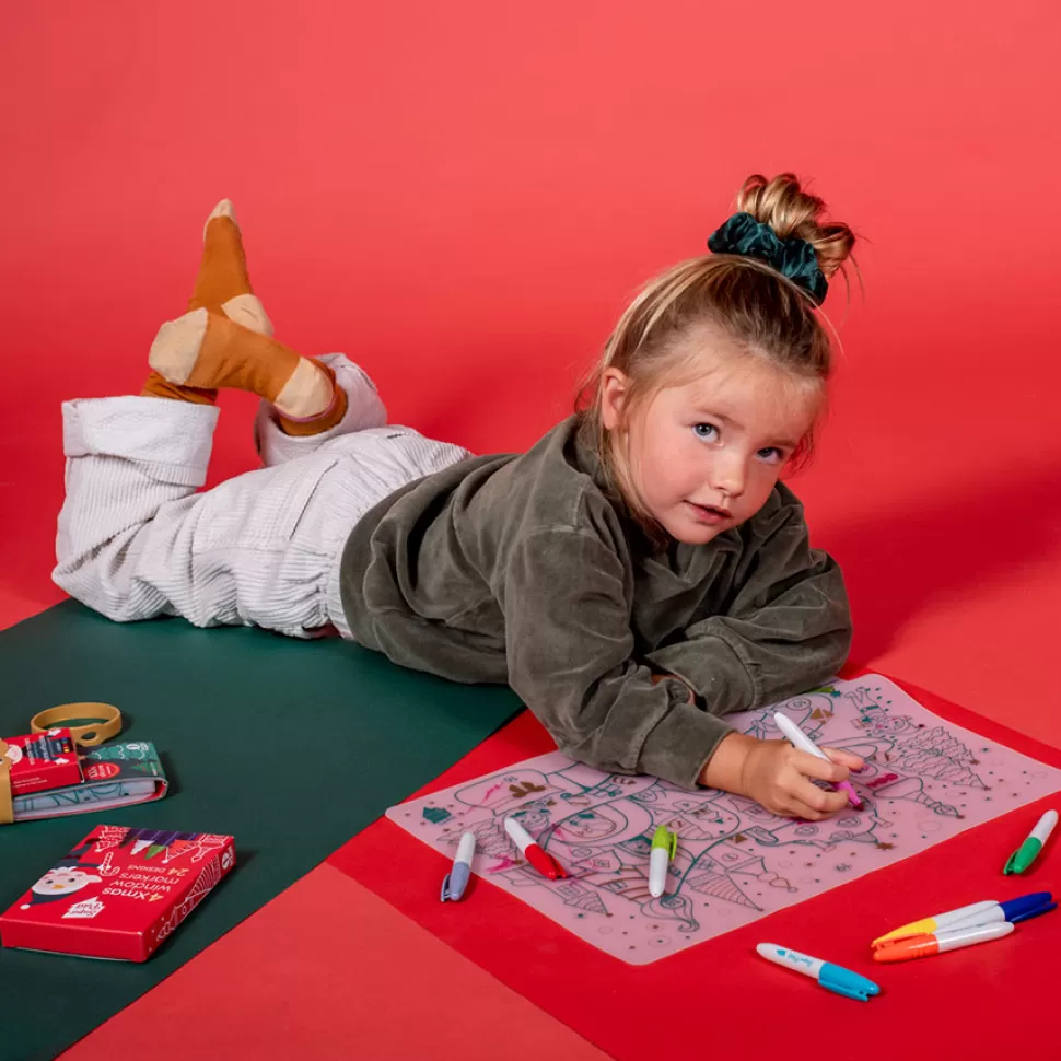 Super Petit Repas>Set de Table à Colorier et ses 5 feutres - Le Village de Noël