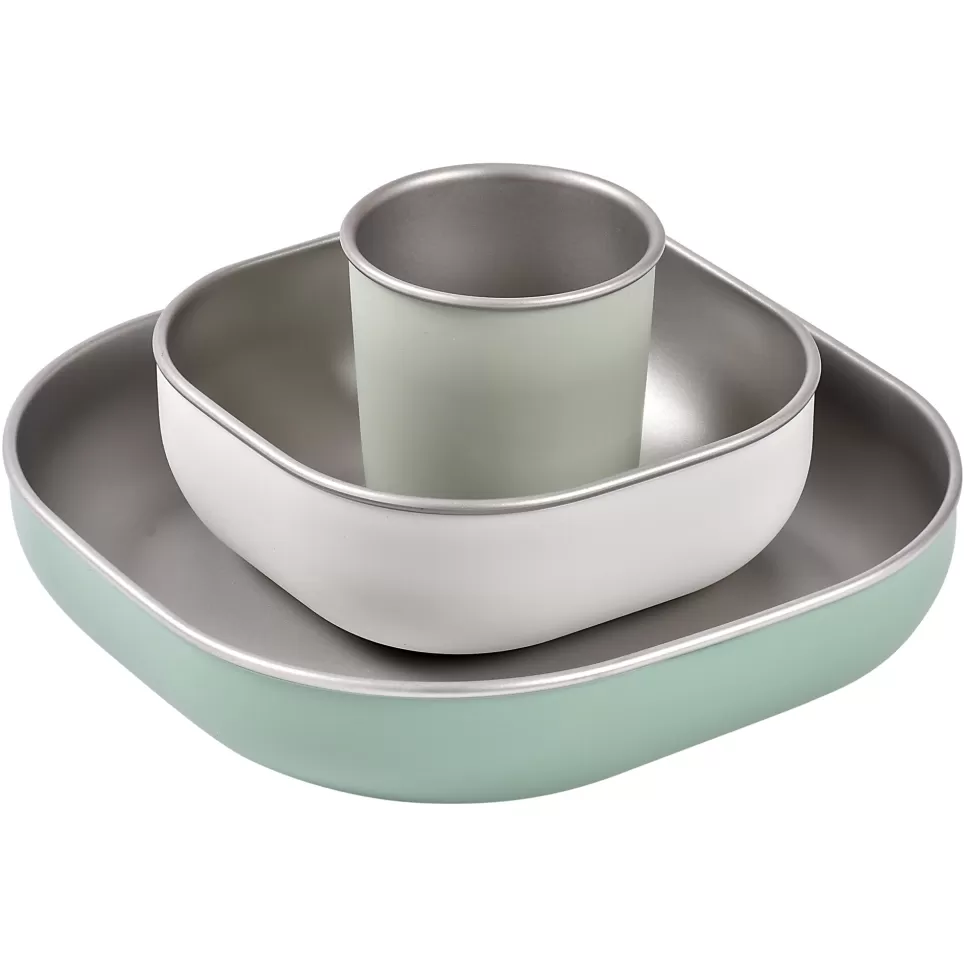 BÉABA Repas>Set de Vaisselle 3 Pièces en Inox - Sage Green