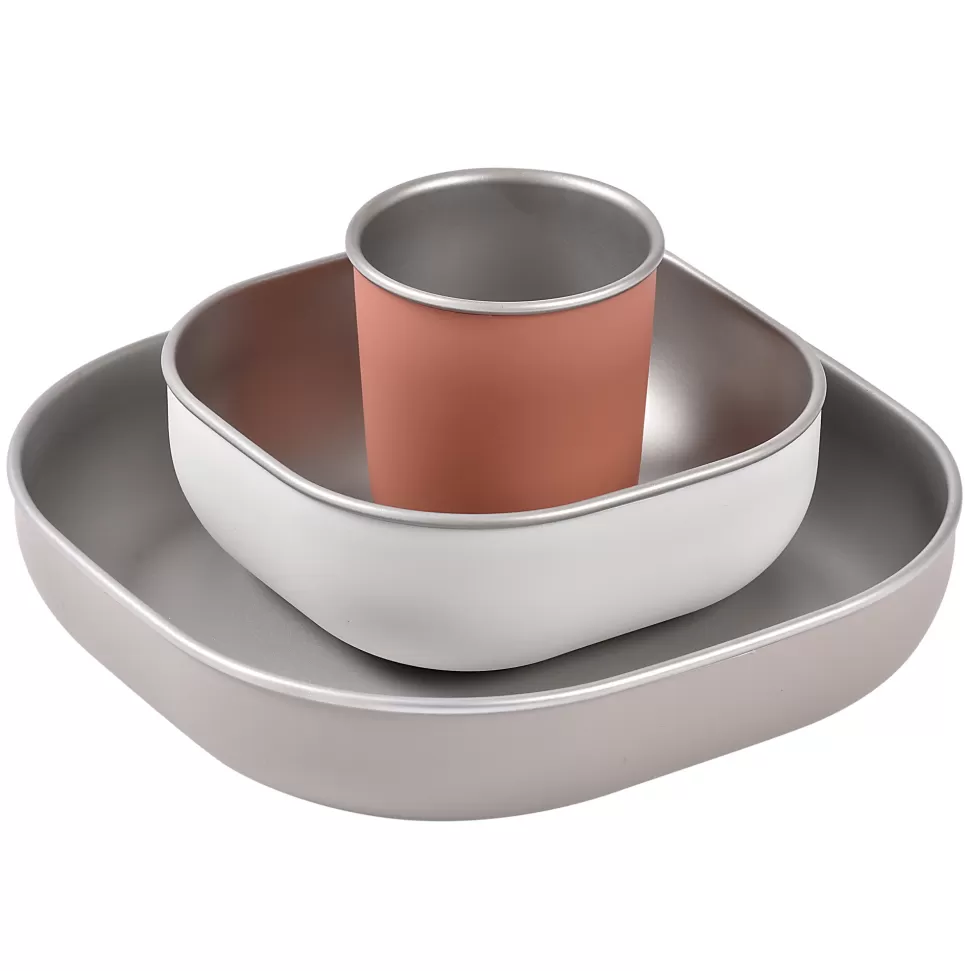 BÉABA Repas>Set de Vaisselle 3 Pièces en Inox - Terracotta