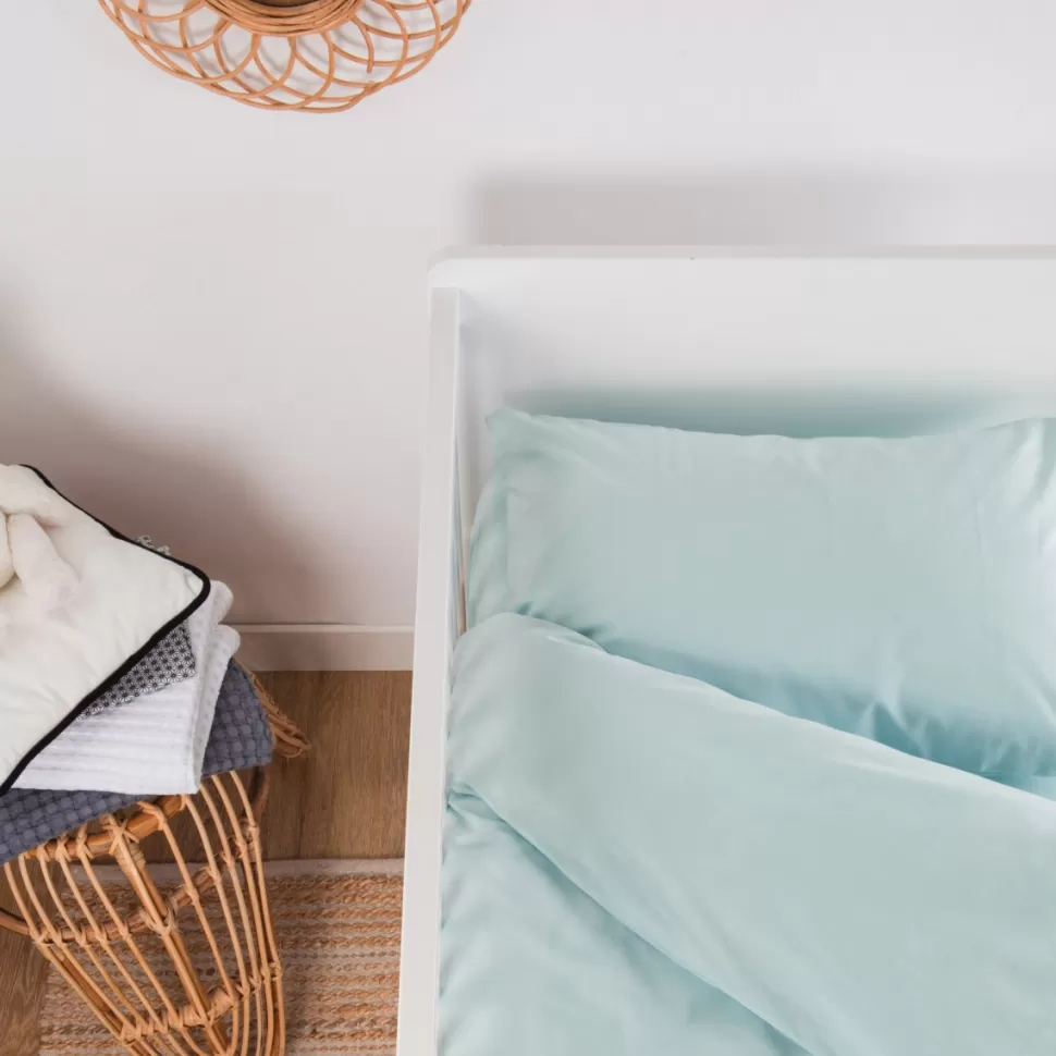 Kadolis Literie Bébé>Taie d'Oreiller en Coton Bio Bleu Céladon - 40 x 60 cm