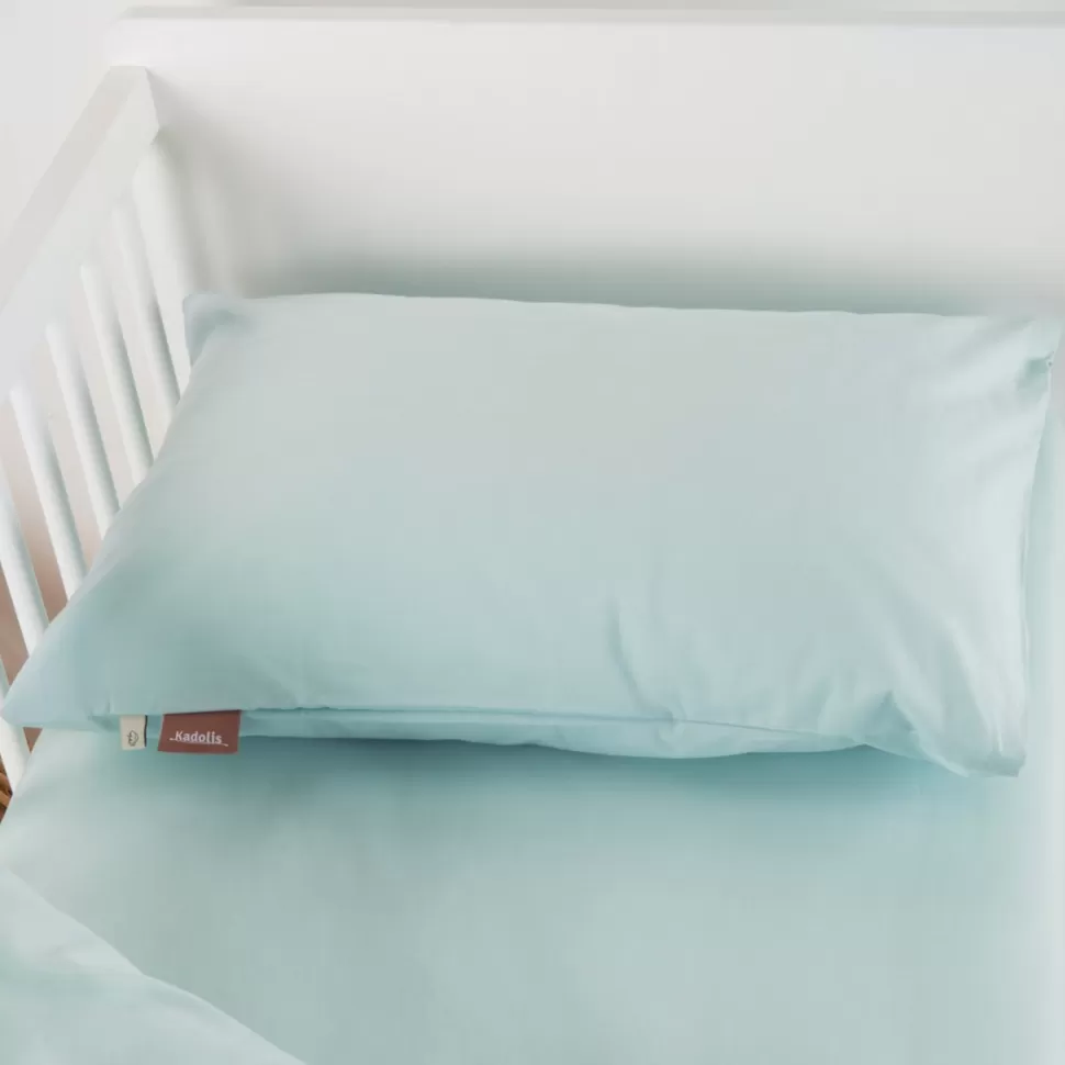 Kadolis Literie Bébé>Taie d'Oreiller en Coton Bio Bleu Céladon - 40 x 60 cm
