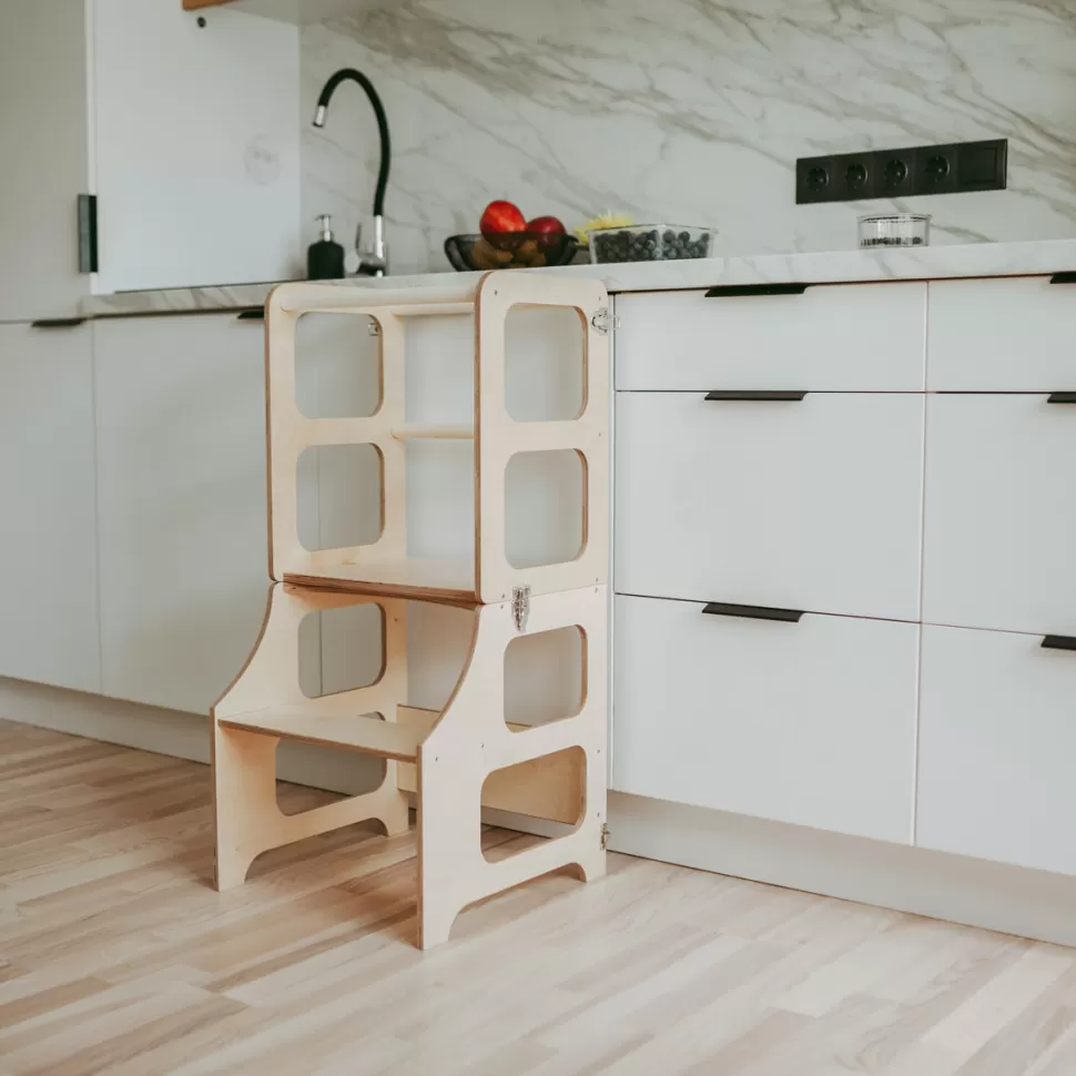 Duck Woodworks Meuble Bébé>Tour de Cuisine Pliable en Bouleau - Naturel