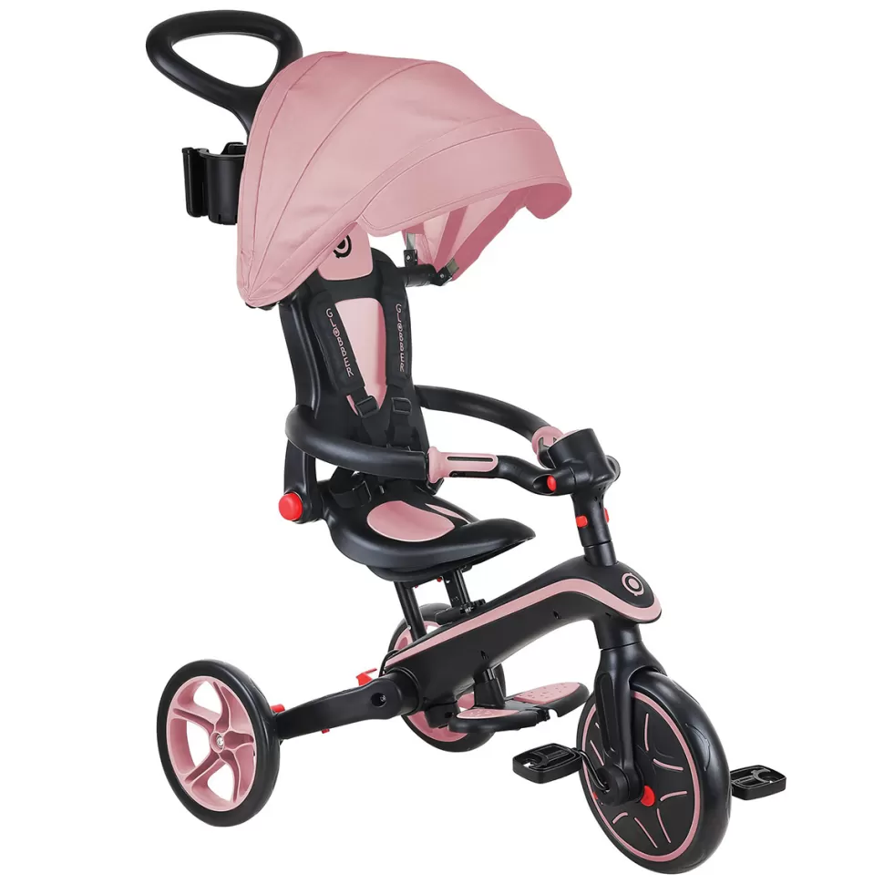Globber Trotteur & Porteur>Tricycle Evolutif Trike Explorer Foldable 4-en-1 - Rose Pastel