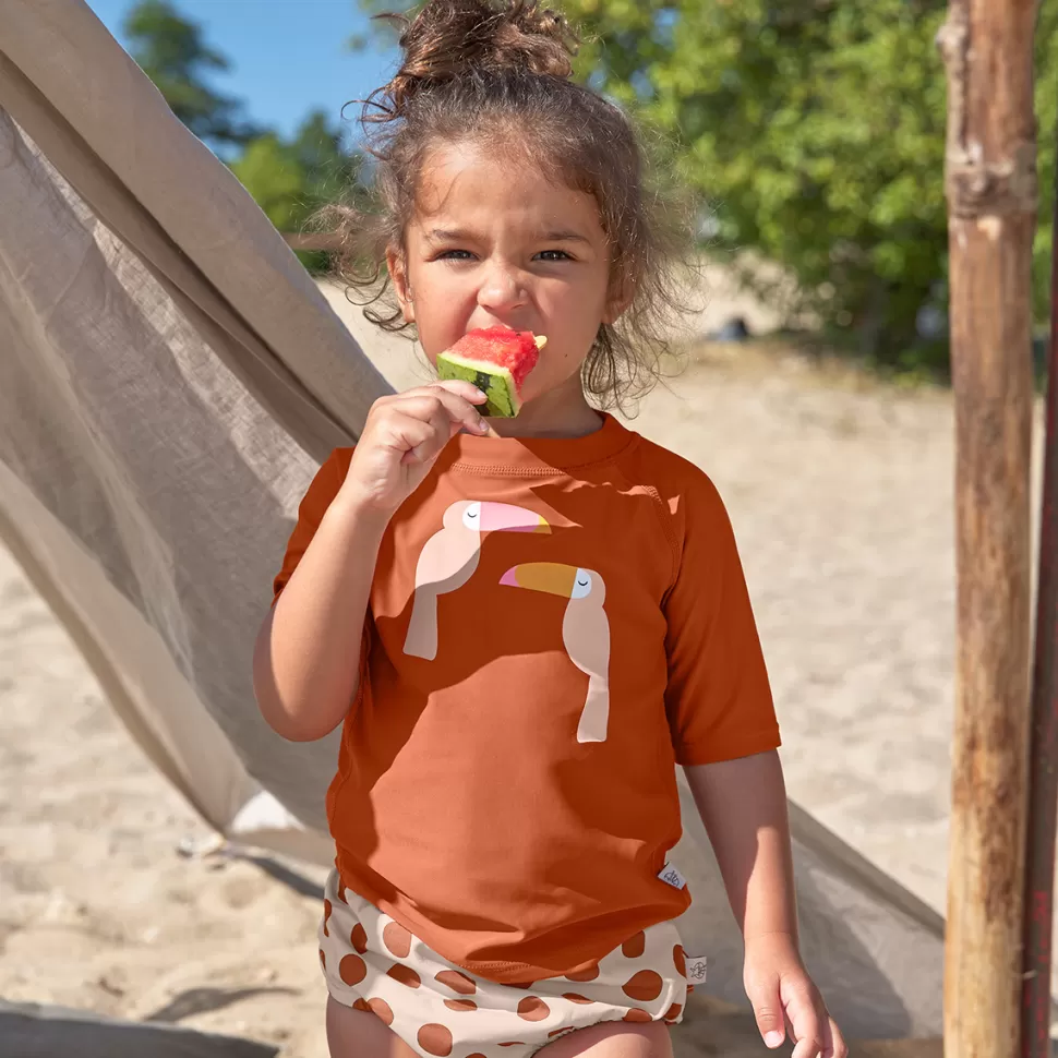 LÄSSIG Accessoires Bébé>T-shirt Anti-UV Manches Courtes Splash & Fun Toucan Rouille - 0/3 Mois