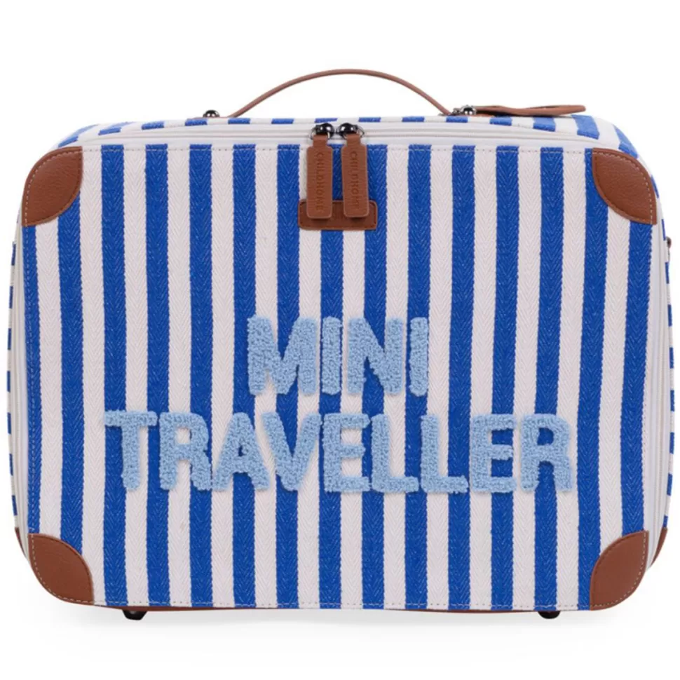 Enfant Childhome Bagagerie Enfant>Valise Mini Traveller - Rayures Bleu Electrique Bleu Clair
