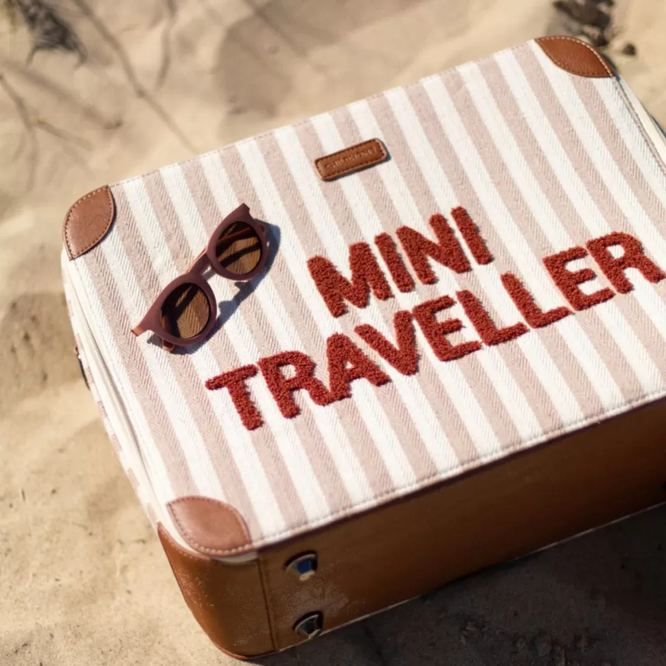 Enfant Childhome Bagagerie Enfant>Valise Mini Traveller - Rayures Nude Terracotta