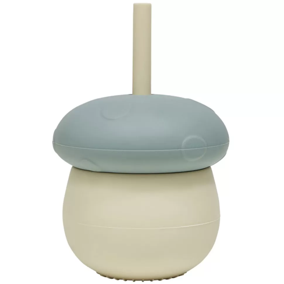 OYOY Repas>Verre avec Paille Champignon - Off White Blue