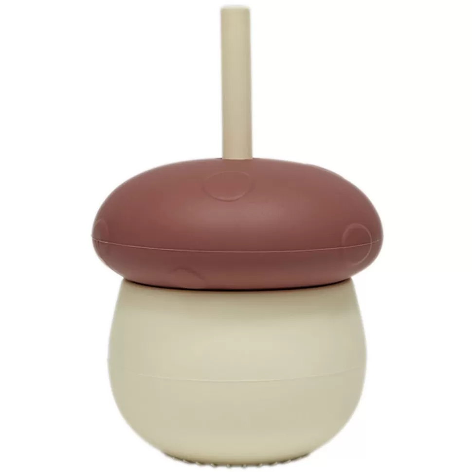 OYOY Repas>Verre avec Paille Champignon - Off White Red
