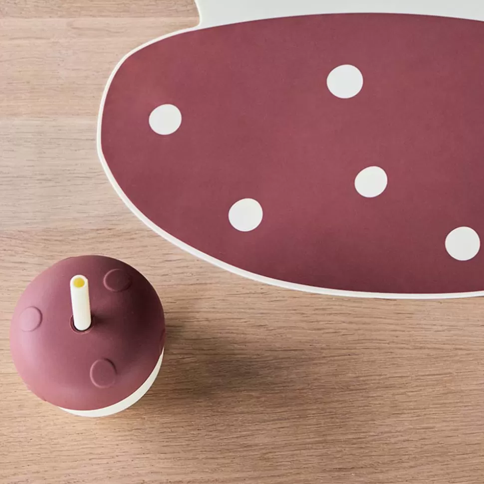 OYOY Repas>Verre avec Paille Champignon - Off White Red